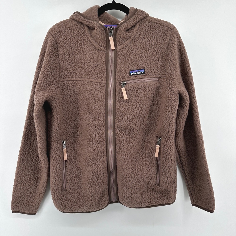 Patagonia Retro Pile Hooded Fleece Jacket Brown Mauve Small 22806